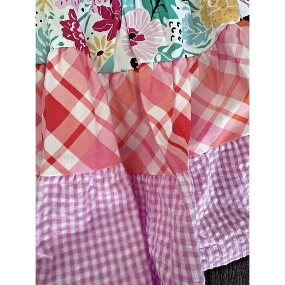 Bonnie Jean Girls Dress Flutter Sleeve Knit Mixed Tiered Poplin Multi 6-9 Months - Picture 6 of 9